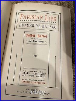 The Set Of Honore de Balzac 8 Volumes HC Vintage 1901 Set Of 8 Antique
