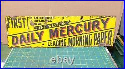The Western Daily Mercury Enamel Advertising Sign Vintage Plymouth Newspaper