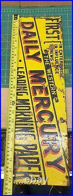The Western Daily Mercury Enamel Advertising Sign Vintage Plymouth Newspaper