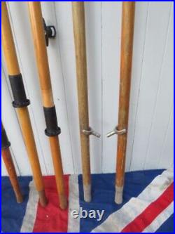 Three Pairs Antique Vintage Old Retro English Wooden Rowing Oars Pub Display