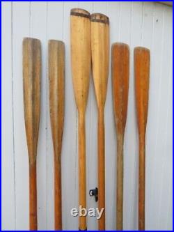 Three Pairs Antique Vintage Old Retro English Wooden Rowing Oars Pub Display