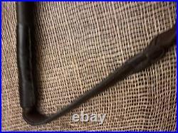 Traditional English Hunting Whip Leather Antler Silver Mounts Vintage Antique