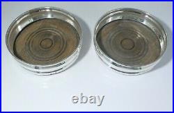 Two Large Vintage English Sterling Silver Wine Coasters