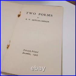 Two Poems by R. W. Ketton-Cremer 1925 45/50 Limited Edition SUPER RARE Antique PB