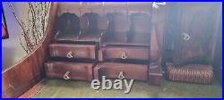 Unique Mahogany Chippendale English Vintage Writing Desk Leather & Black Chair