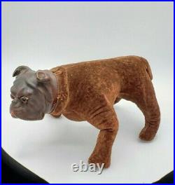 Unusual Vintage Antique Composition Velvet English Bulldog Stuffed Animal Plush