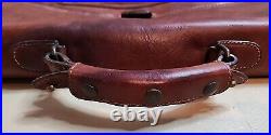 VINTAGE ANTIQUE 1940s/50s ENGLISH SADDLE LEATHER BRIEFCASE BAG ATTACHE 15x12x4