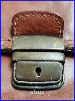 VINTAGE ANTIQUE 1940s/50s ENGLISH SADDLE LEATHER BRIEFCASE BAG ATTACHE 15x12x4