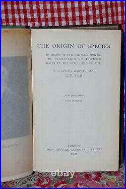 VINTAGE ANTIQUE Charles Darwin ORIGIN OF SPECIES 1900 Hardback book EVOLUTION