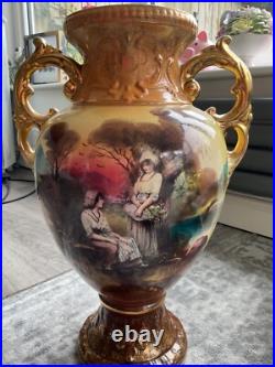 VINTAGE ANTIQUE English porcelain 2 handle decorative gilded vase circa1850-1900