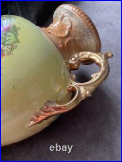 VINTAGE ANTIQUE English porcelain 2 handle decorative gilded vase circa1850-1900