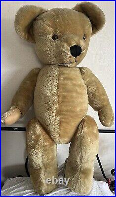 VINTAGE ANTIQUE LARGE MERRYTHOUGHT ENGLISH PLUSH MOHAIR TEDDY BEAR 31 Ins Tall