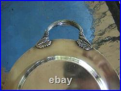 VINTAGE ENGLISH SILVER HANDLED DRINKS or SANDWICH WAITER TRAY GADROON ROPE EDGE