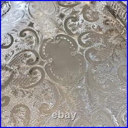 VINTAGE English Silver Plated Oval Gallery Tea Drinks Serving Butlers Tray