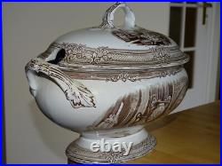 VINTAGE TUREEN ENGLISH CERAMIC Pattern ANTIQUE BROWN circa 1870