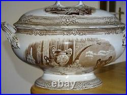 VINTAGE TUREEN ENGLISH CERAMIC Pattern ANTIQUE BROWN circa 1870