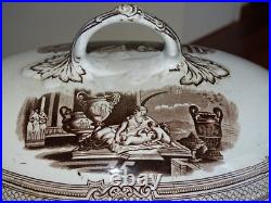 VINTAGE TUREEN ENGLISH CERAMIC Pattern ANTIQUE BROWN circa 1870