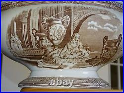 VINTAGE TUREEN ENGLISH CERAMIC Pattern ANTIQUE BROWN circa 1870