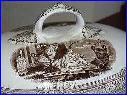 VINTAGE TUREEN ENGLISH CERAMIC Pattern ANTIQUE BROWN circa 1870