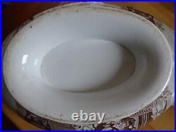 VINTAGE TUREEN ENGLISH CERAMIC Pattern ANTIQUE BROWN circa 1870