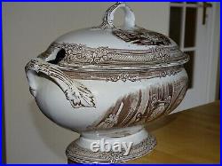 VINTAGE TUREEN ENGLISH CERAMIC Pattern ANTIQUE BROWN circa 1870