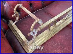 VTG Antique Brass Fireplace Gate Fence Style Design Curb Hearth Fender