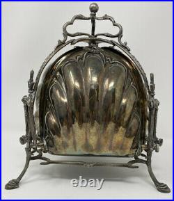 VTG SilverPlate English Italy Eales Tri Fold clam shell bun warmer biscuit box