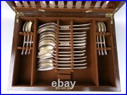 Victorian Cutlery Canteen / Set. Old English pattern. Elkington Silver Plate VTG