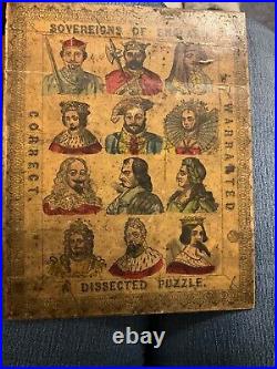 Victorian Sovereigns Of England Dissected Rare Antique Jigsaw Puzzle