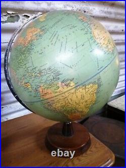 Vintage 13.5 Inch Philips Challenge Globe On Wood Base 1965