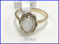 Vintage 1920's English Design 14KT YG Antiqued Moonstone Ring Sz 6.25