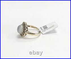 Vintage 1920's English Design 14KT YG Antiqued Moonstone Ring Sz 6.5