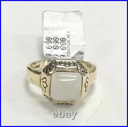 Vintage 1920's English Design 14KT YG Antiqued Moonstone Ring Sz 6.50