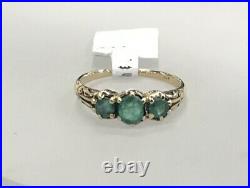Vintage 1920's English Design 14KT Yellow Gold Antiqued Emerald Ring Size 7