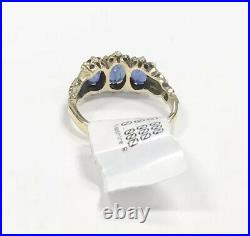Vintage 1920's English Design 14KT Yellow Gold Antiqued Sapphire Ring Size 6.25
