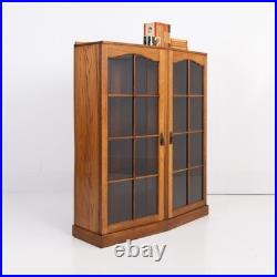 Vintage 1930s English Oak Glazed Bookcase