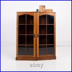 Vintage 1930s English Oak Glazed Bookcase
