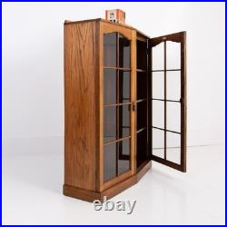 Vintage 1930s English Oak Glazed Bookcase