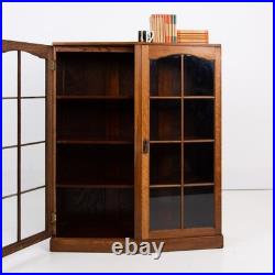 Vintage 1930s English Oak Glazed Bookcase