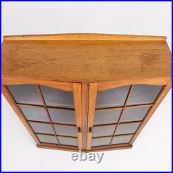 Vintage 1930s English Oak Glazed Bookcase