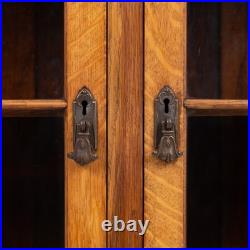 Vintage 1930s English Oak Glazed Bookcase