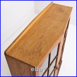Vintage 1930s English Oak Glazed Bookcase