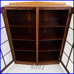 Vintage 1930s English Oak Glazed Bookcase