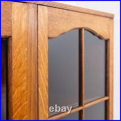 Vintage 1930s English Oak Glazed Bookcase