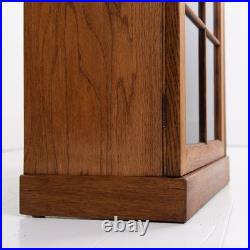 Vintage 1930s English Oak Glazed Bookcase