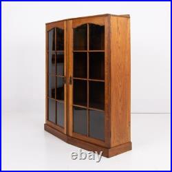 Vintage 1930s English Oak Glazed Bookcase