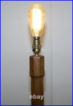 Vintage 1950-1960 Robert Mouseman Thompson Floor Standing English Oak Lamp