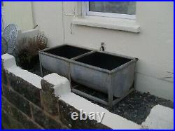 Vintage 1950's Galvanised Lovely Large Garden Planter/exterior Double Sink Unit