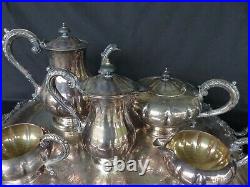 Vintage 6 pc. Silverplate tea coffee pot set with tray marlboro old English 428