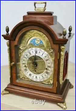 Vintage 8 Day Hermle Mahogany & Bronze Musical Westminster Chime Bracket Clock